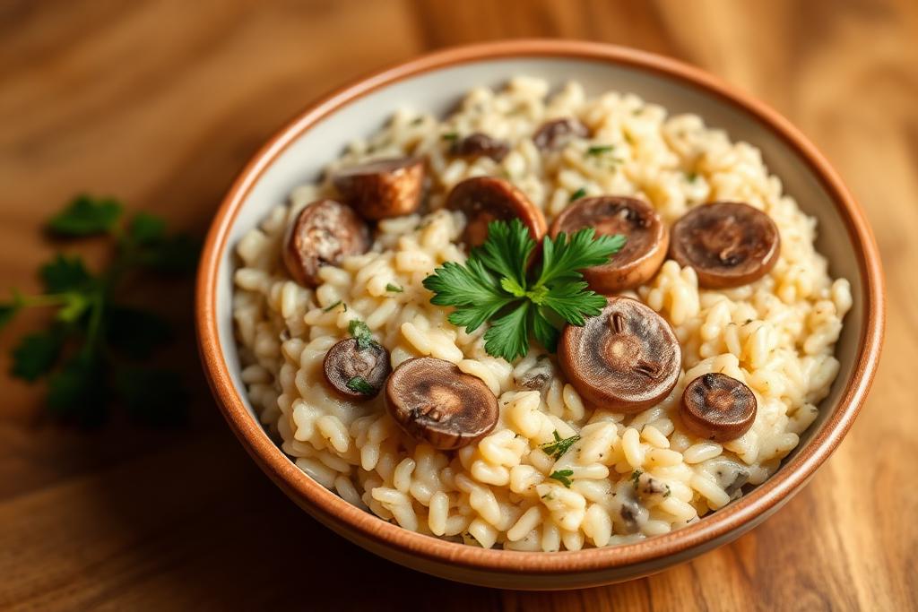Prato de Risoto de Cogumelos