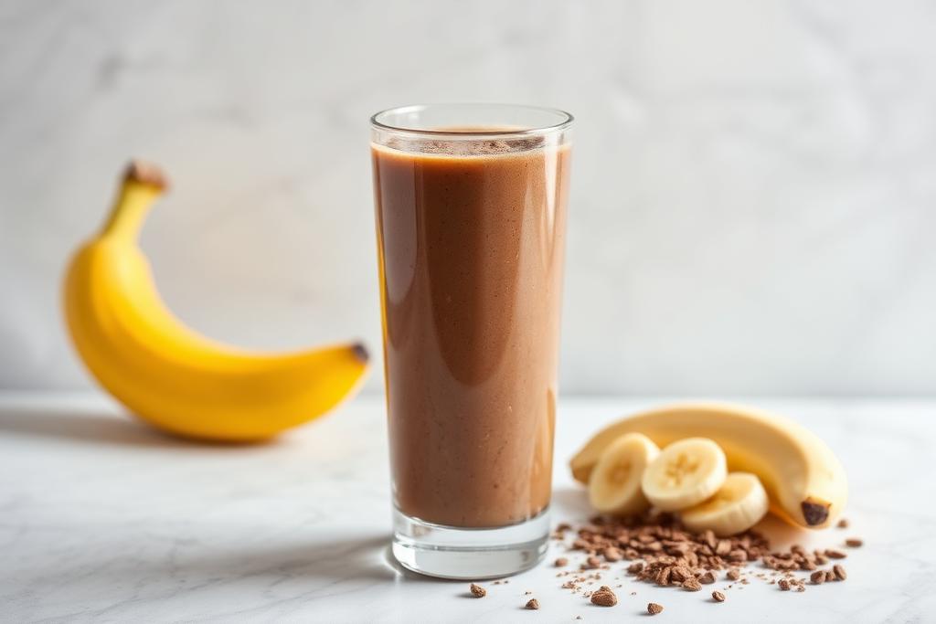 Prato de Vitamina de Banana, Aveia e Cacau